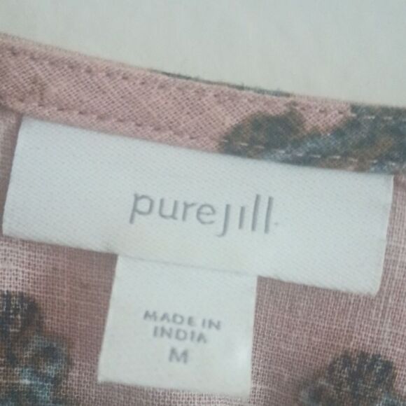 J. Jill Pure Jill Blouse Women's Sz M Folkloric Stamped Tunic Bohemian Lagenlook - Picture 2 of 9